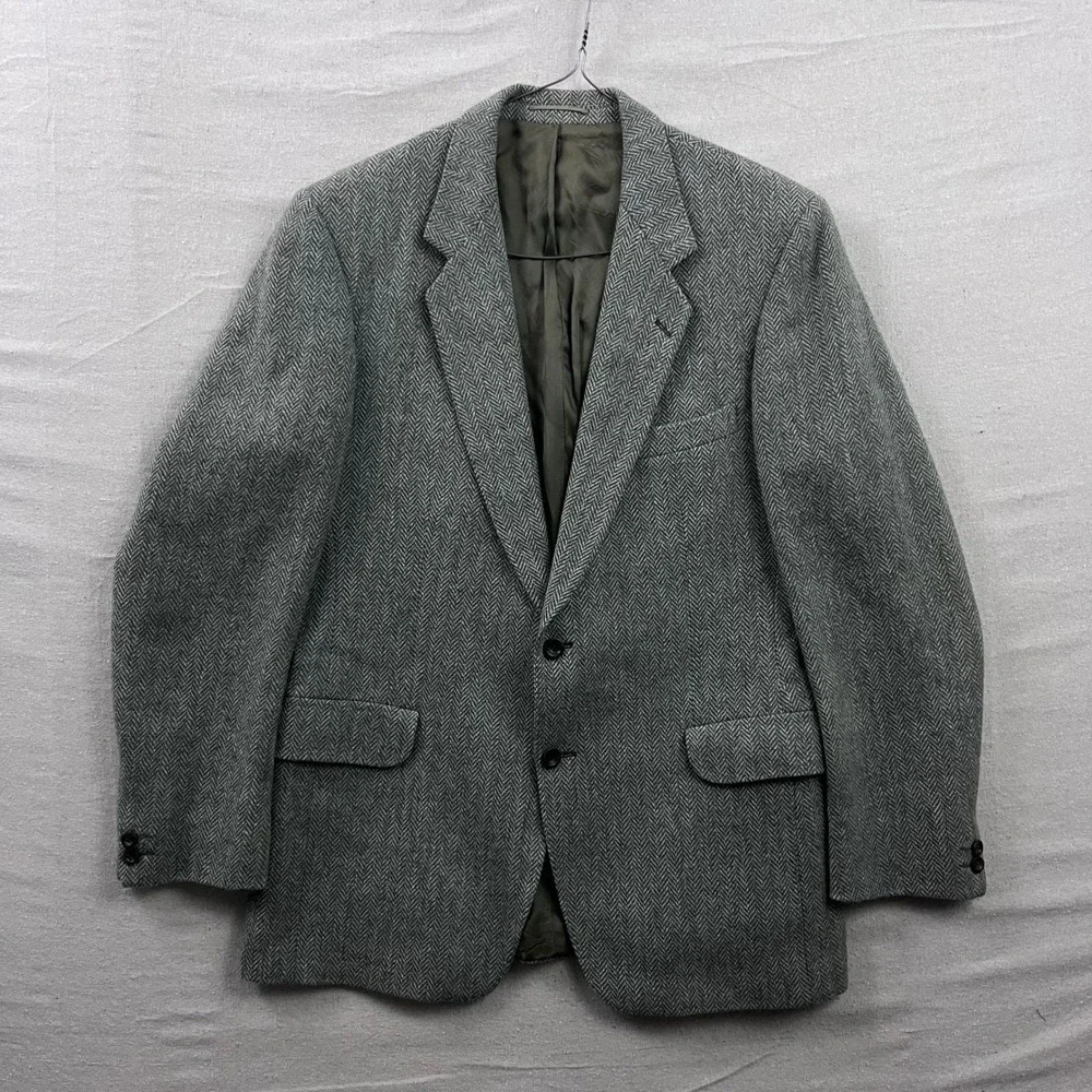 VTG 80s Magee Blazer Mens 42 Reg Green Donegal Mist Tweed Wool Cashmere Mohair